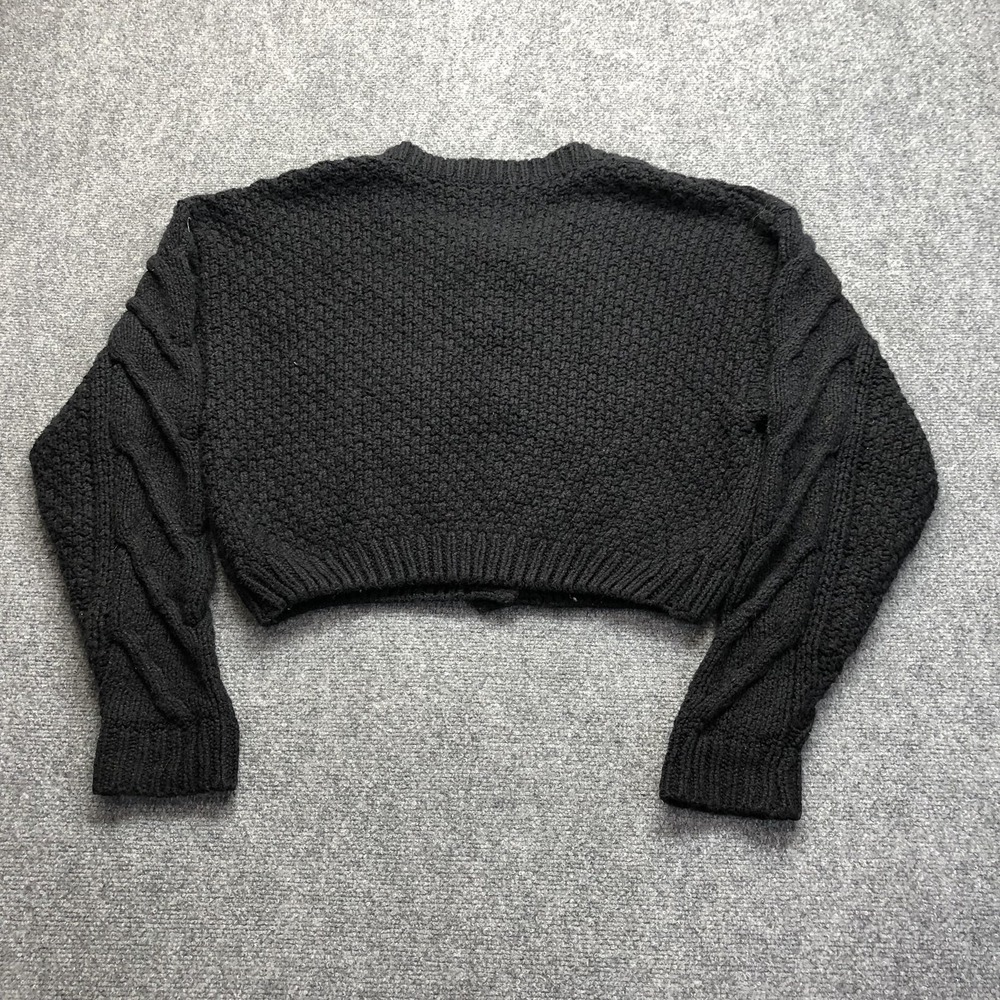 Free People Black Cable Knit Cropped Cardigan - Picture 7 of 8